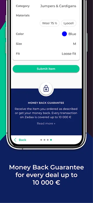 Zadaa item listing — money-back guarantee